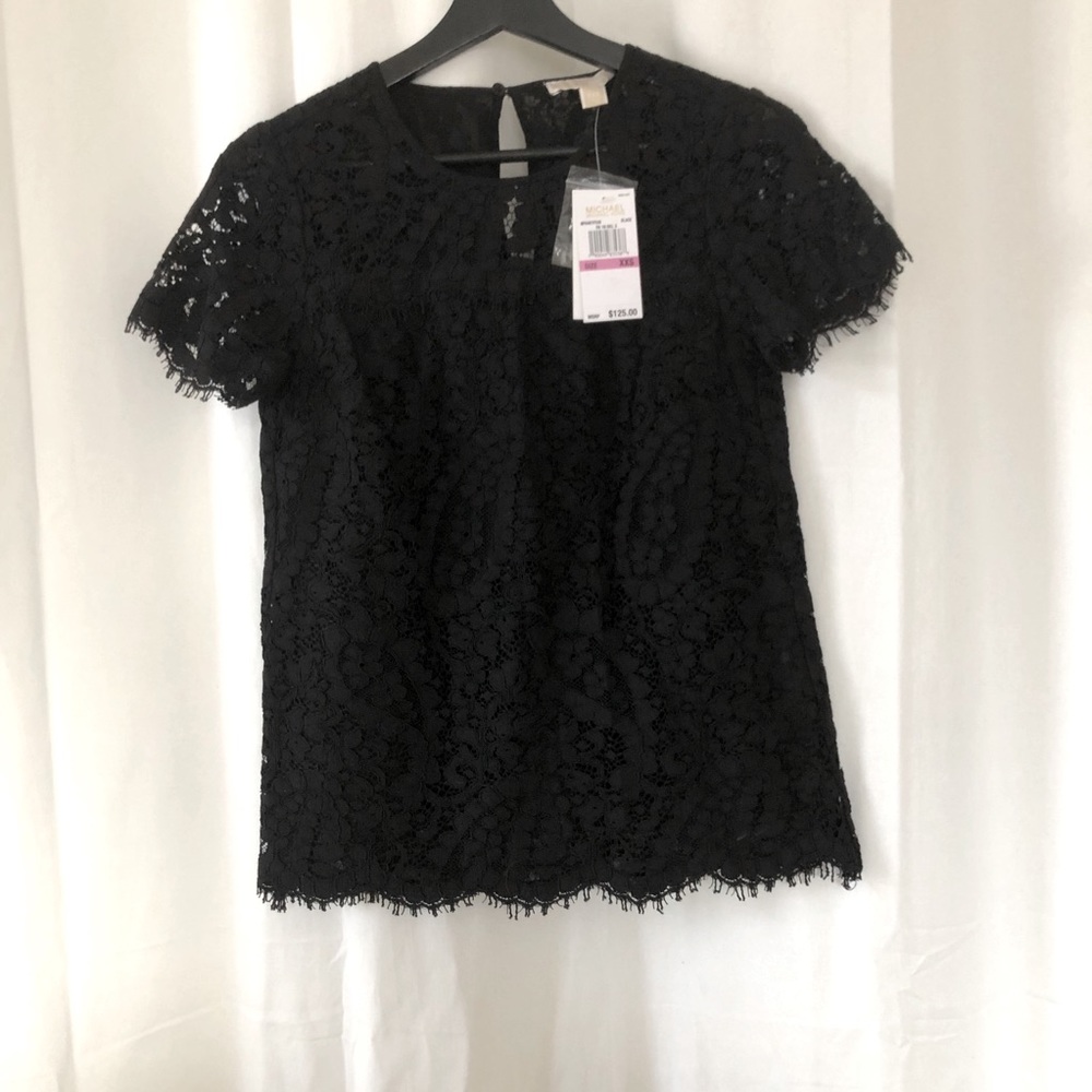 NWT Michael Kors lace black blouse size XXS